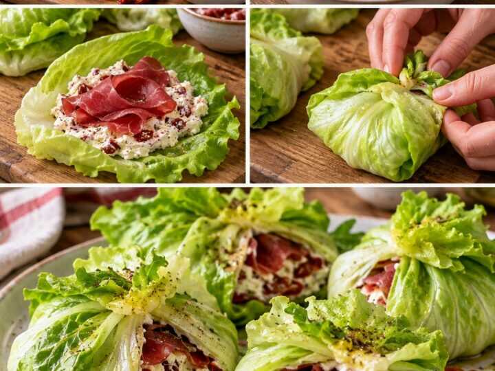 Fagottini Freddi di Lattuga con Robiola, Bresaola e Pomodori Secchi