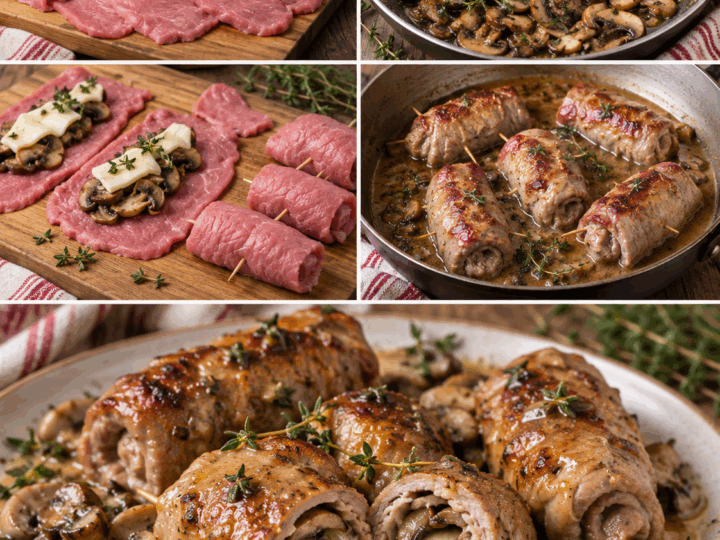 Involtini di Vitello con Funghi, Provola e Timo – Piemonte