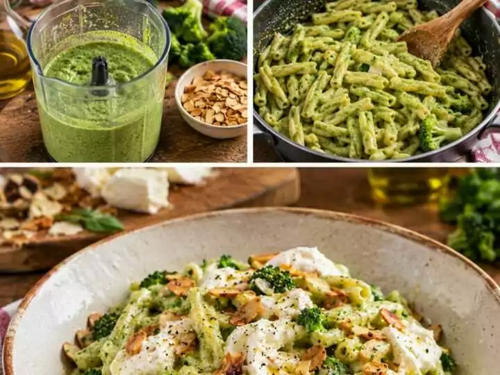 Casarecce con Crema di Broccoli, Burrata e Mandorle Tostate – Puglia
