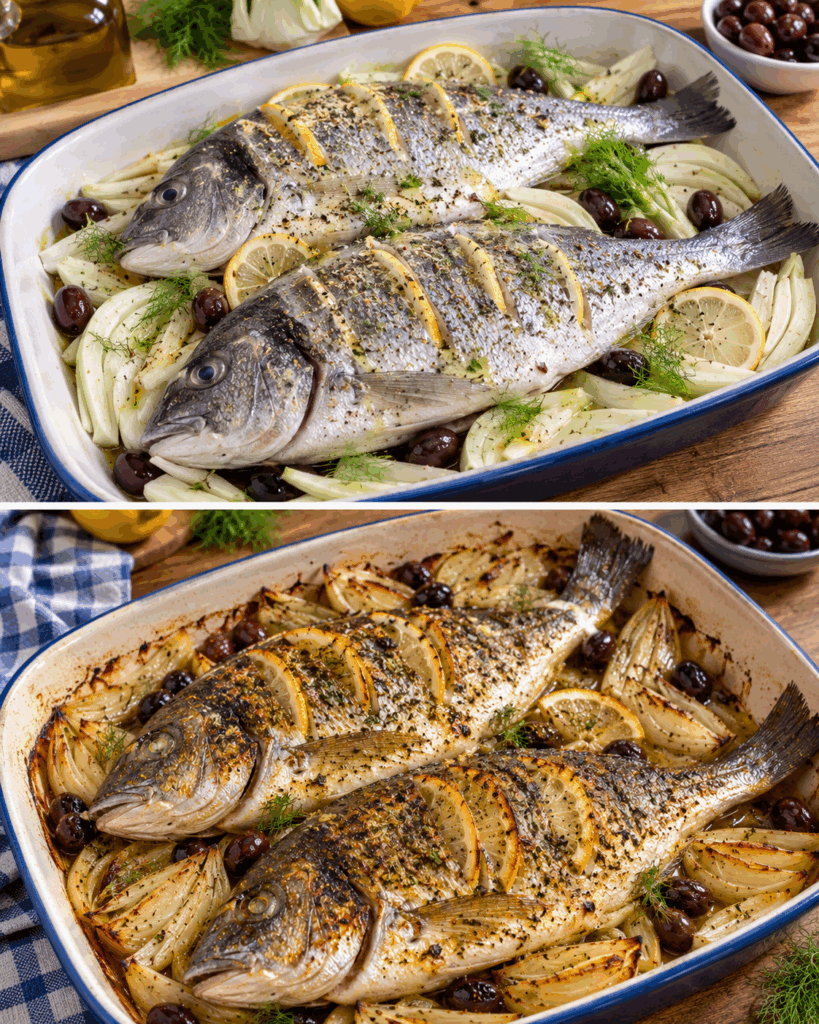 Orata al Forno con Finocchi, Olive Taggiasche e Limone – Liguria
