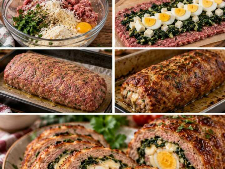 Polpettone Ripieno di Bietole, Provola e Uova Sode