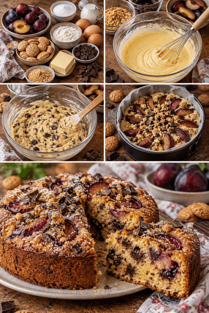 Torta Soffice alle Prugne, Amaretti e Cioccolato Fondente – Lombardia