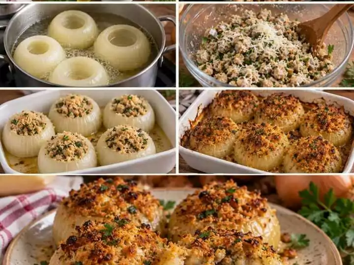 Cipolle Ripiene al Forno con Salsiccia, Parmigiano e Mollica Croccante – Emilia-Romagna