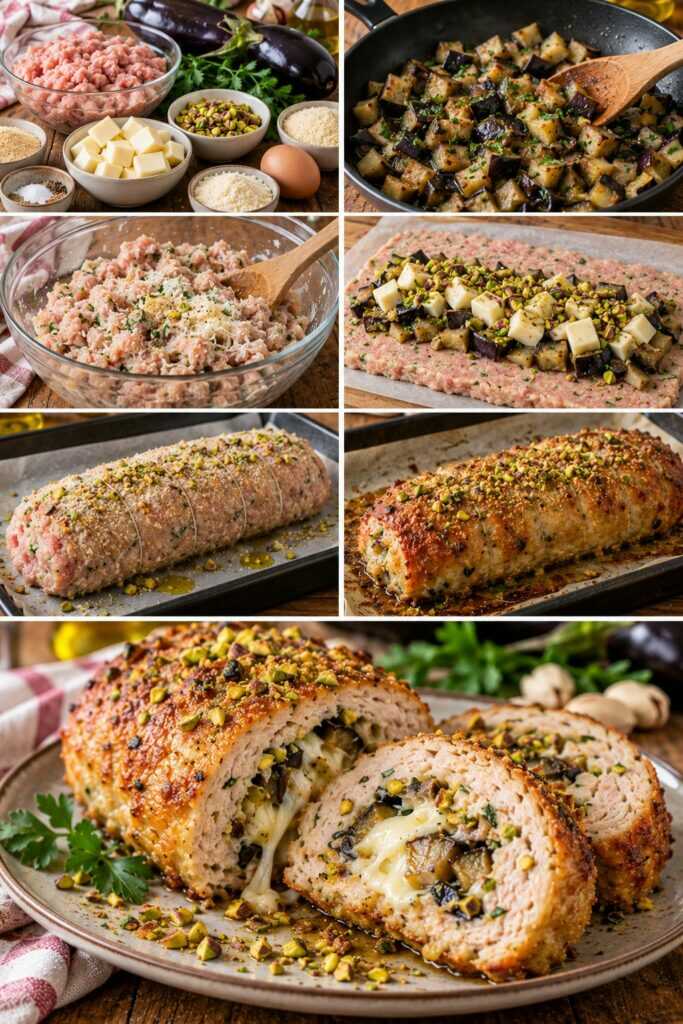 Polpettone di Tacchino con Melanzane, Provola e Pistacchi – Sicilia