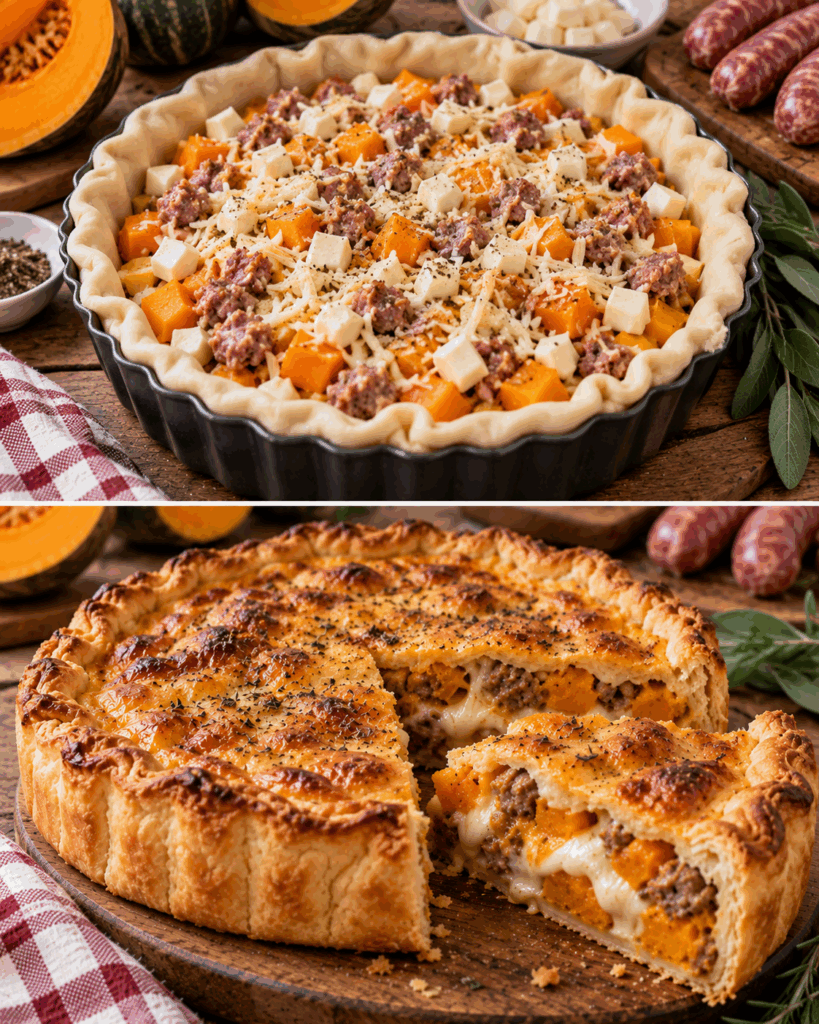 Torta Rustica di Zucca, Provola e Salsiccia – Campania