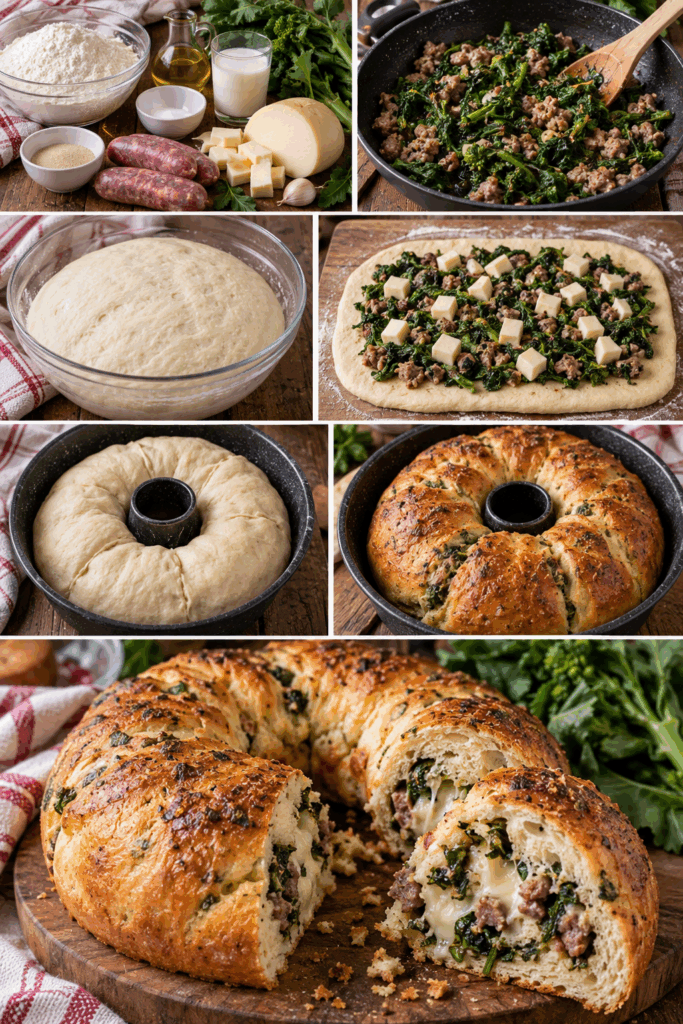 Ciambella Lievitata Salata con Salsiccia, Provola e Friarielli – Campania