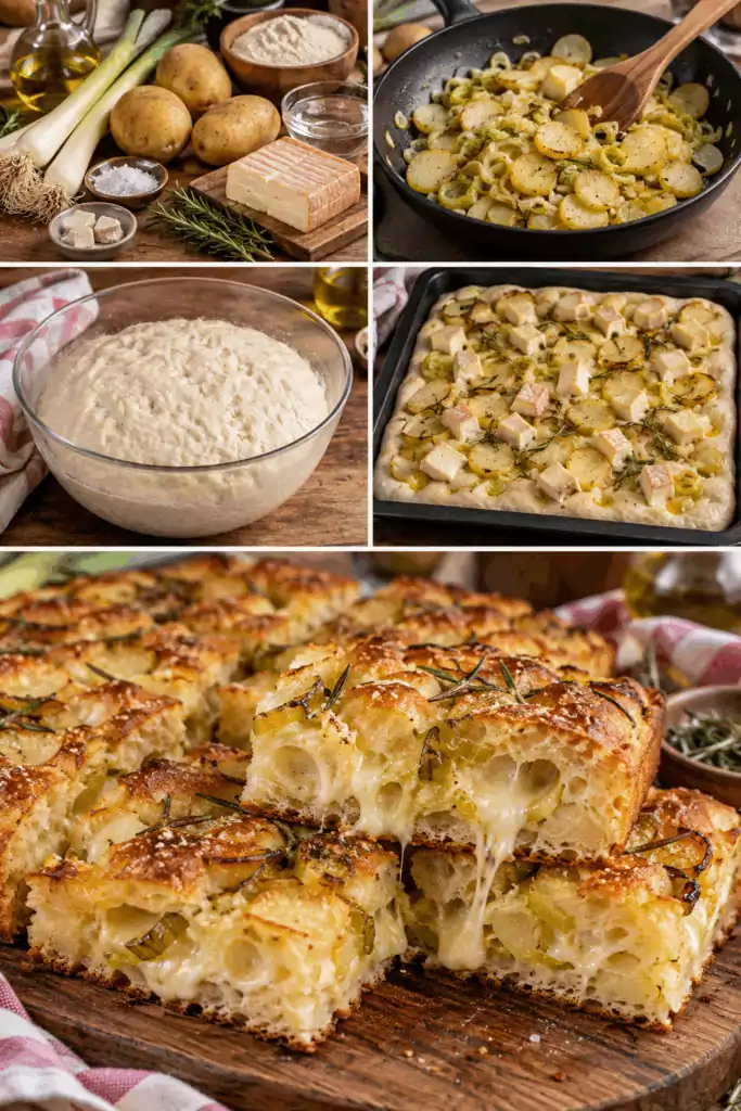 Focaccia Alta con Patate, Porri, Taleggio e Rosmarino – Lombardia