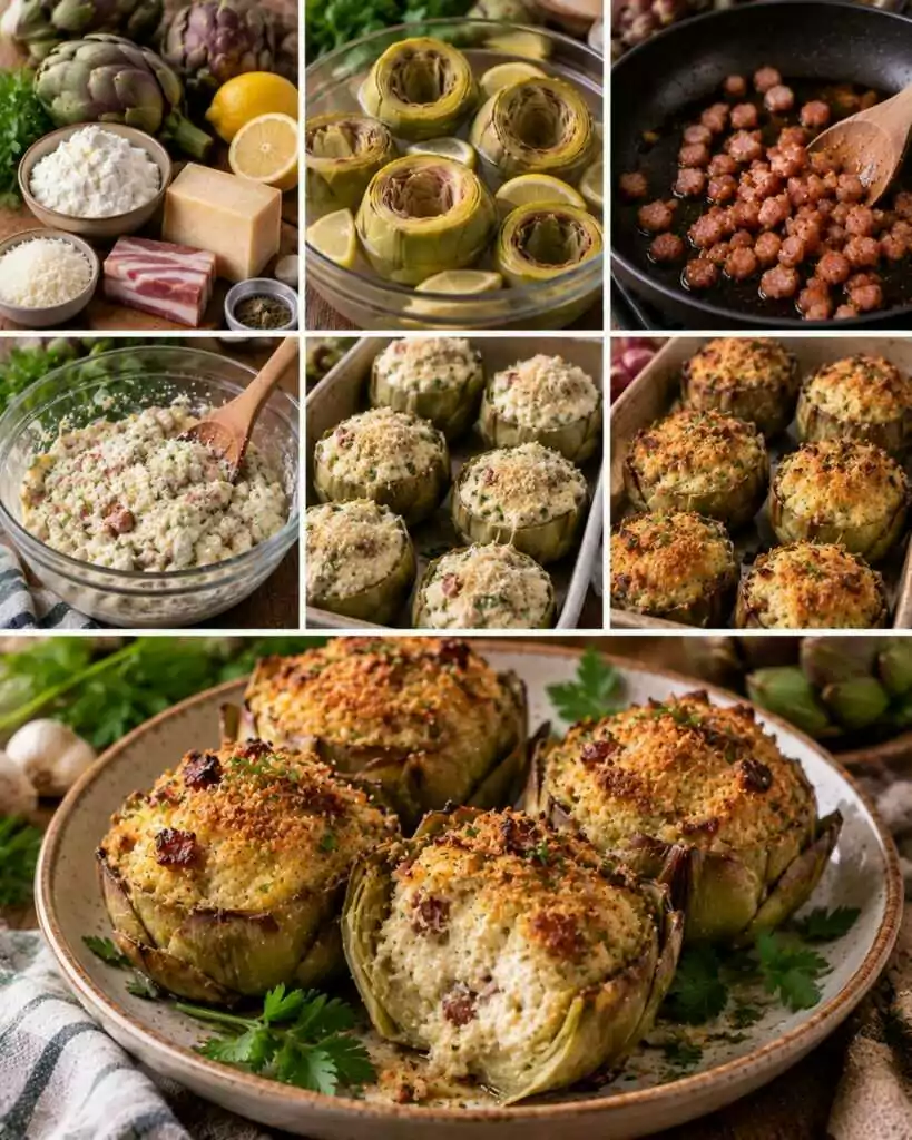 Carciofi Ripieni al Forno con Ricotta, Pecorino e Guanciale – Lazio