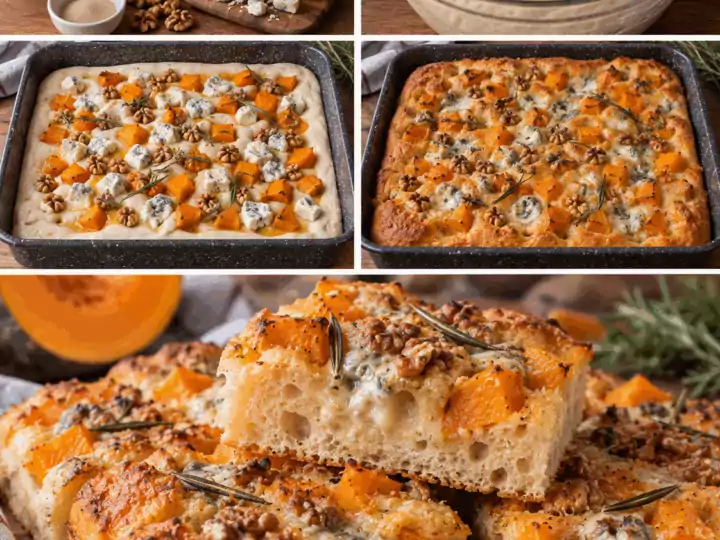 Focaccia Alta con Zucca, Gorgonzola, Noci e Rosmarino – Lombardia