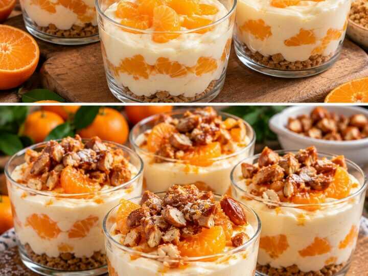 Coppe Cremose di Mascarpone al Mandarino con Mandorle Caramellate