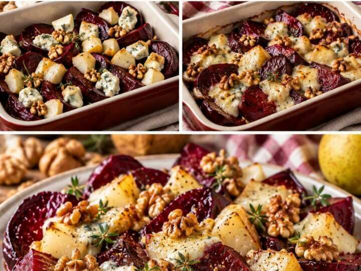 Barbabietole al Forno con Gorgonzola Dolce, Pere e Noci Tostate