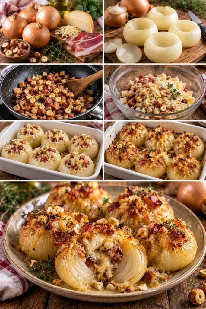 Cipolle Dorate Gratinate con Asiago, Speck e Nocciole – Veneto