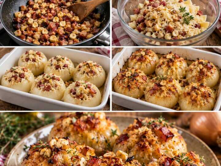 Cipolle Dorate Gratinate con Asiago, Speck e Nocciole – Veneto