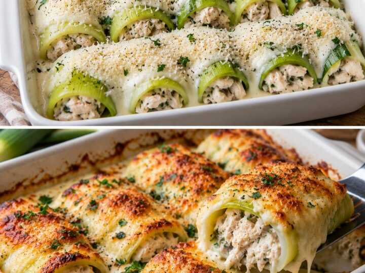Cannelloni di Porro Ripieni di Pollo Cremoso