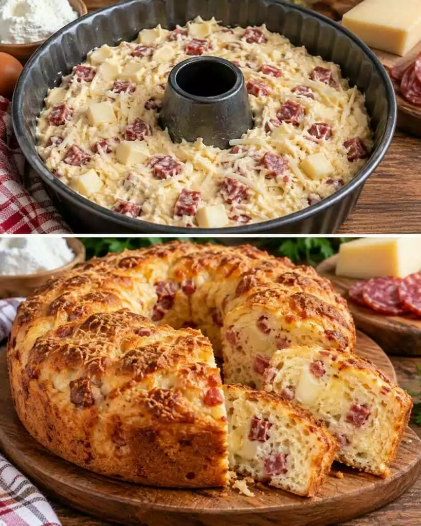 Ciambella Rustica alla Ricotta con Salame e Provolone