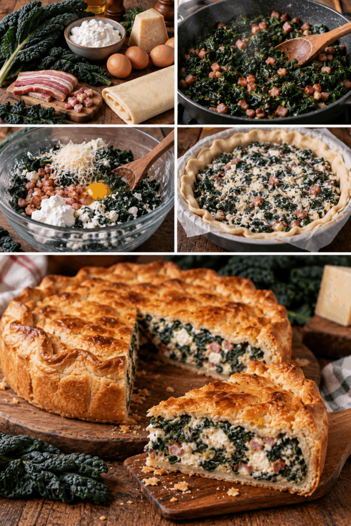 Torta Rustica con Cavolo Nero, Ricotta, Pancetta e Pecorino – Toscana