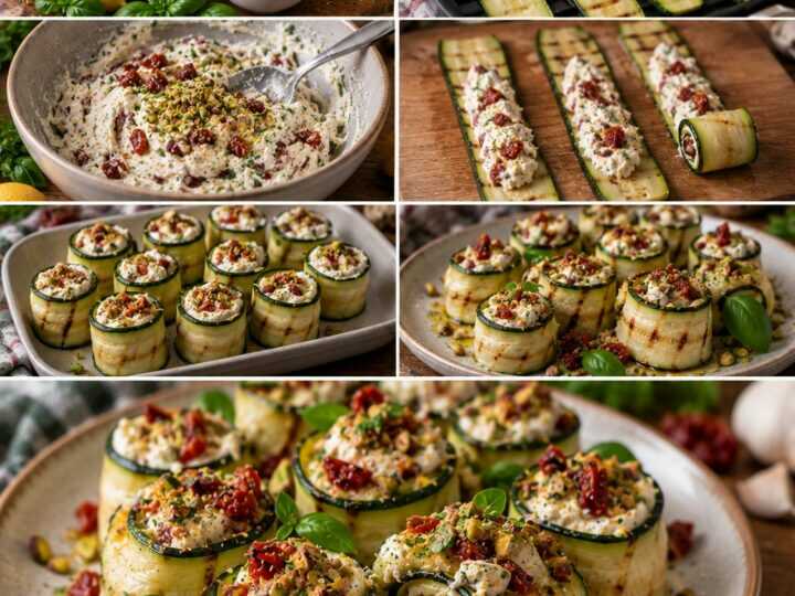 Rotolini Freddi di Zucchine con Ricotta, Pistacchi e Pomodori Secchi – Sicilia