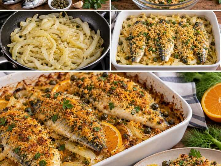 Sgombro Gratinato con Finocchi, Arancia e Pangrattato Aromatico – Sicilia