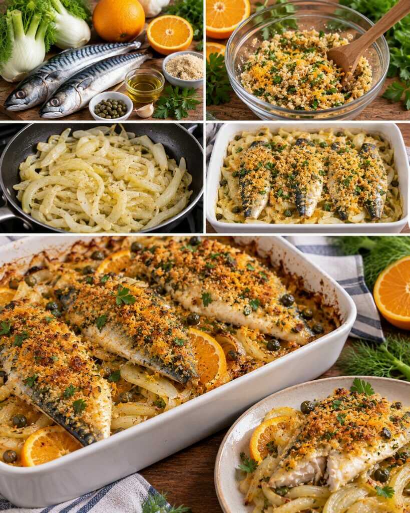 Sgombro Gratinato con Finocchi, Arancia e Pangrattato Aromatico – Sicilia