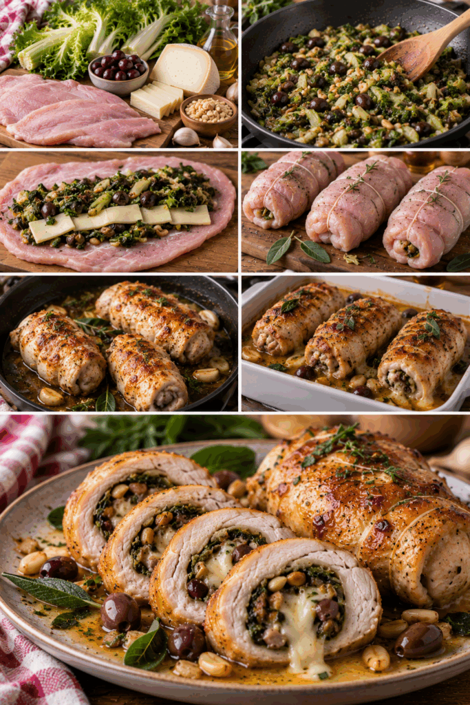 Rollè di Tacchino con Scarola, Provola, Olive e Pinoli – Campania
