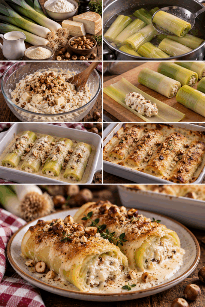 Cannelloni di Porri Ripieni di Ricotta, Taleggio e Nocciole – Lombardia