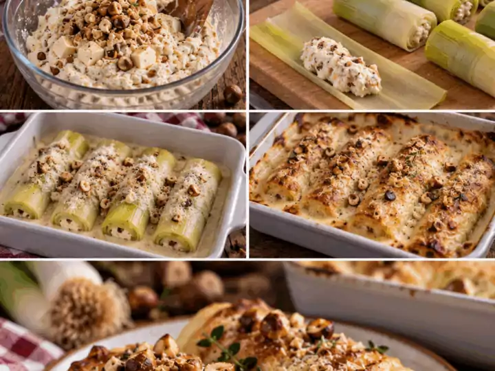 Cannelloni di Porri Ripieni di Ricotta, Taleggio e Nocciole – Lombardia