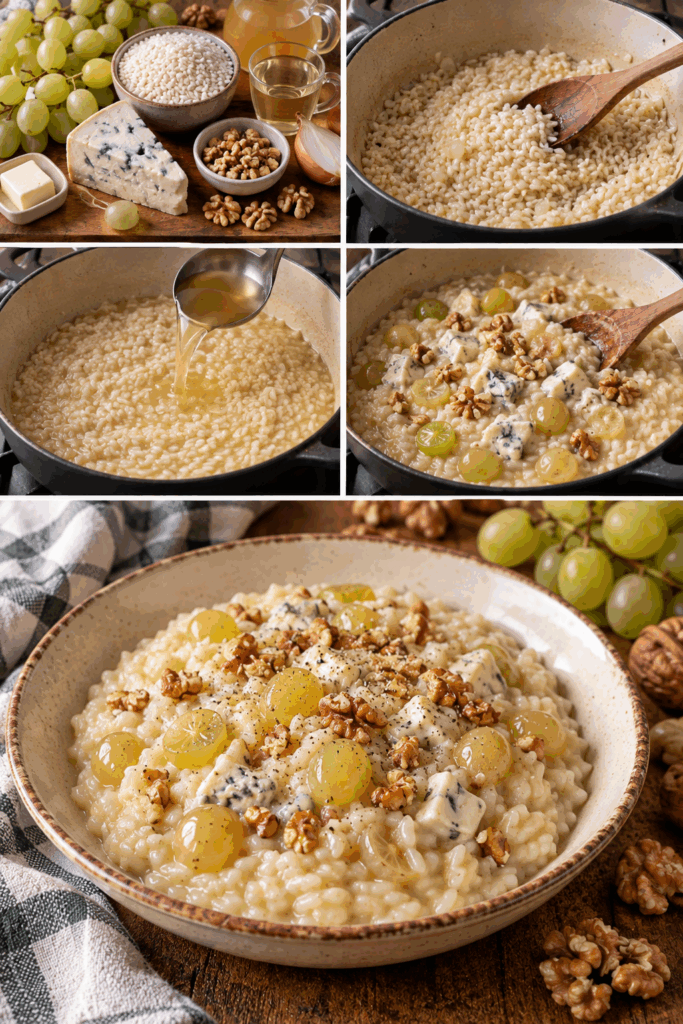 Risotto all’Uva Bianca con Gorgonzola Dolce e Noci – Lombardia