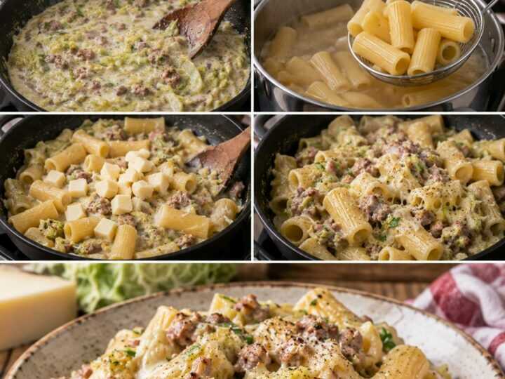 Tortiglioni con Crema di Verza, Salsiccia e Fontina – Valle d’Aosta