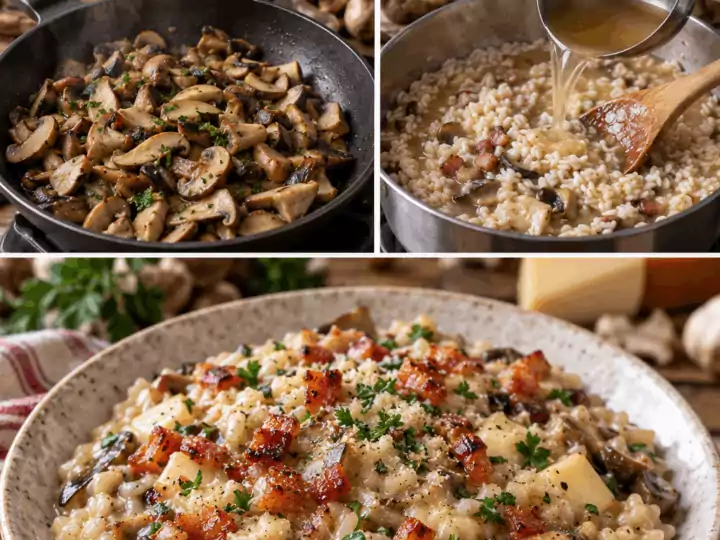 Risotto ai Funghi Misti con Scamorza Affumicata e Guanciale – Umbria