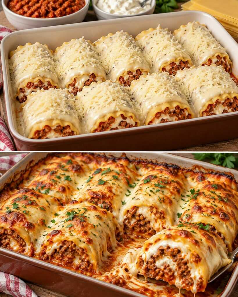 Lasagne Arrotolate con Ragù e Crema di Formaggio