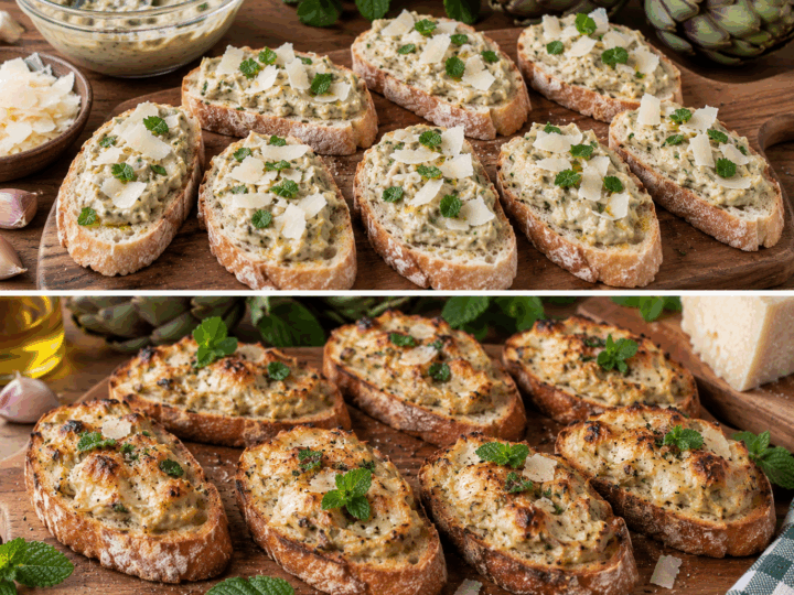 Crostini con Crema di Carciofi, Pecorino e Mentuccia – Lazio
