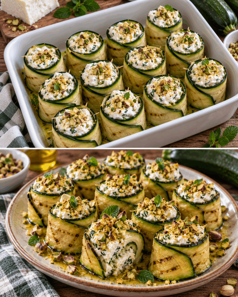 Rotolini di Zucchine Marinate con Robiola e Pistacchi – Piemonte