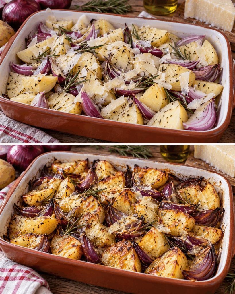 Patate al Forno con Cipolla Rossa, Pecorino e Rosmarino – Sardegna