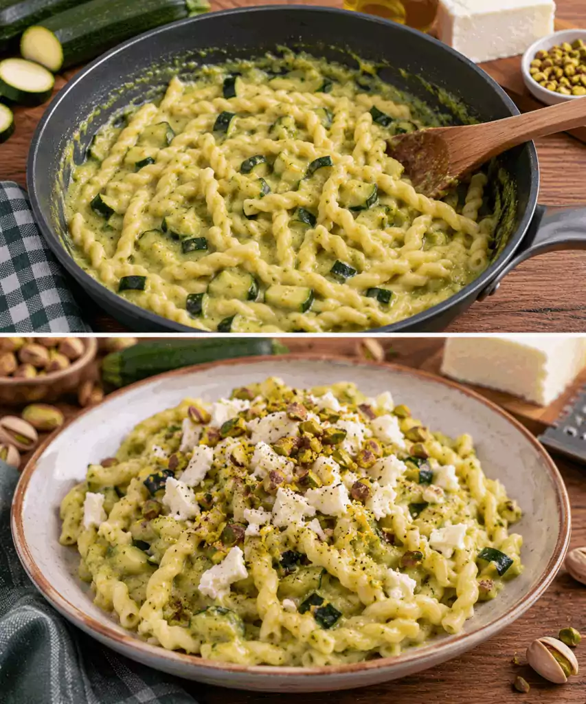 Busiate con Crema di Zucchine, Ricotta Salata e Pistacchi – Sicilia