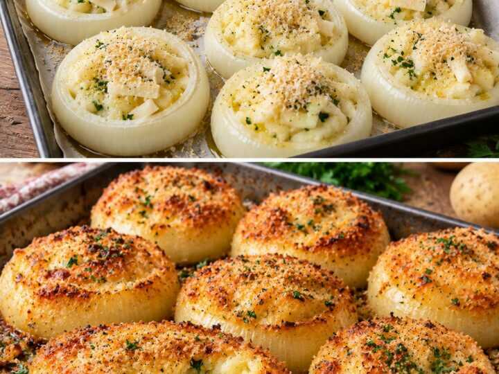 Anelli di Cipolla Ripieni di Patate e Formaggio