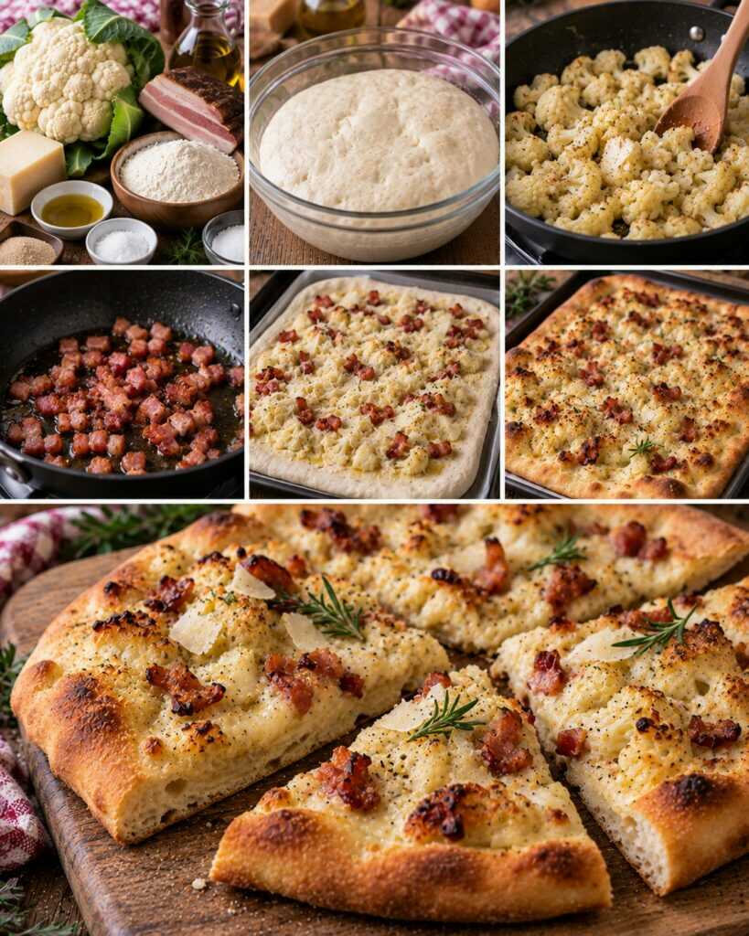 Pizza Bianca con Cavolfiore, Pecorino e Guanciale Croccante – Umbria