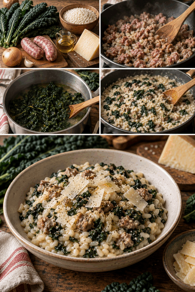 Risotto con Cavolo Nero, Salsiccia e Pecorino Toscano – Toscana