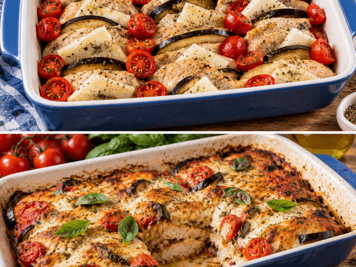 Sformato di Pollo con Melanzane, Provolone e Pomodorini – Campania