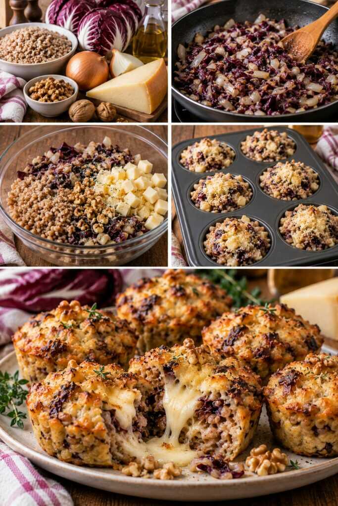 Tortini di Farro con Radicchio, Asiago e Noci – Veneto