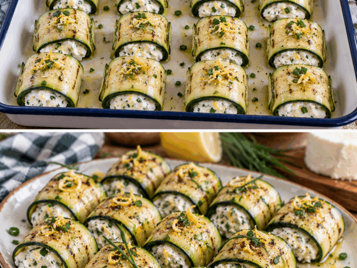 Rotolini di Zucchine Marinate con Robiola, Limone e Erba Cipollina – Liguria