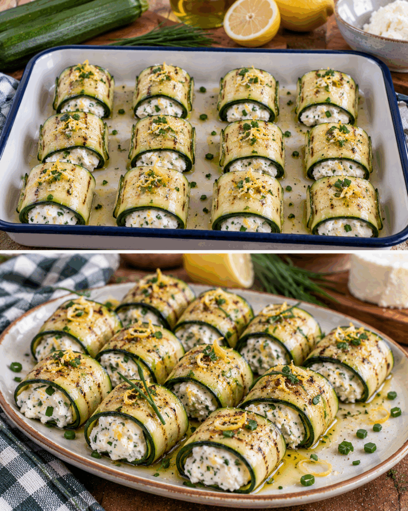 Rotolini di Zucchine Marinate con Robiola, Limone e Erba Cipollina – Liguria
