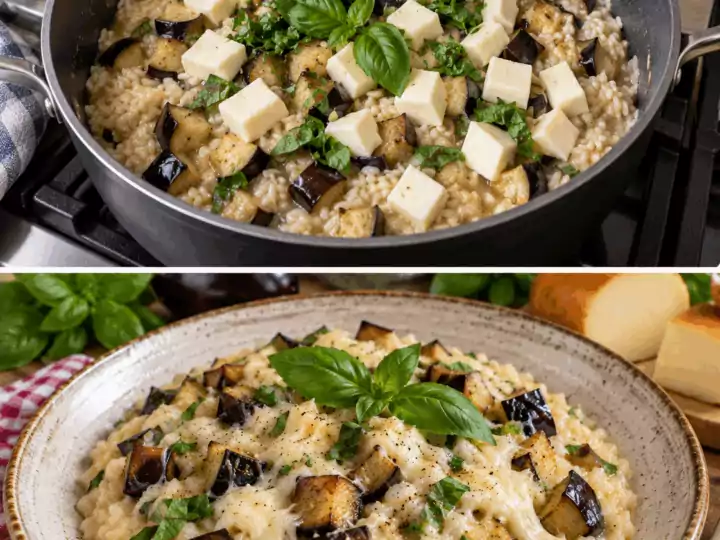 Risotto con Melanzane, Provola Affumicata e Basilico – Campania