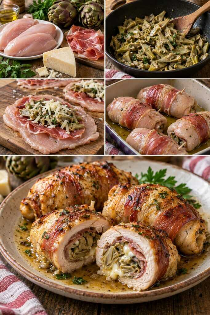 Involtini di Pollo con Carciofi, Pecorino e Prosciutto Crudo – Lazio