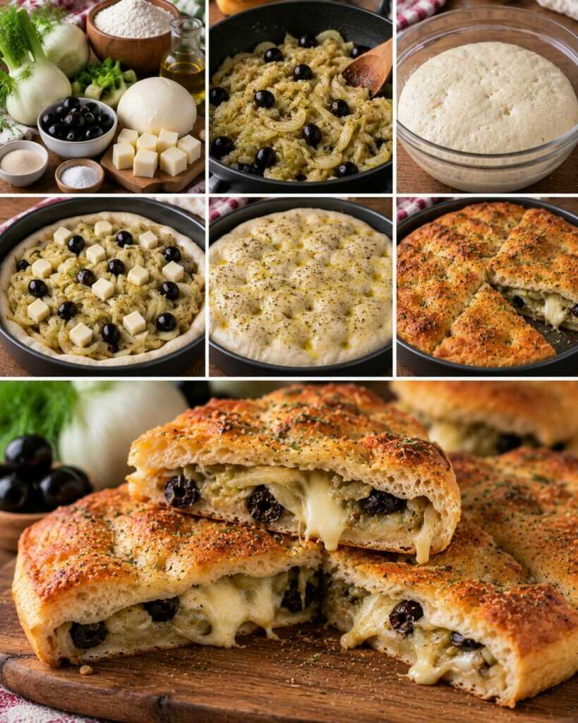 Focaccia Ripiena con Finocchi, Provola e Olive Nere