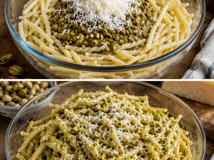 Trofie con Pesto di Pistacchi e Ricotta Salata – Sicilia