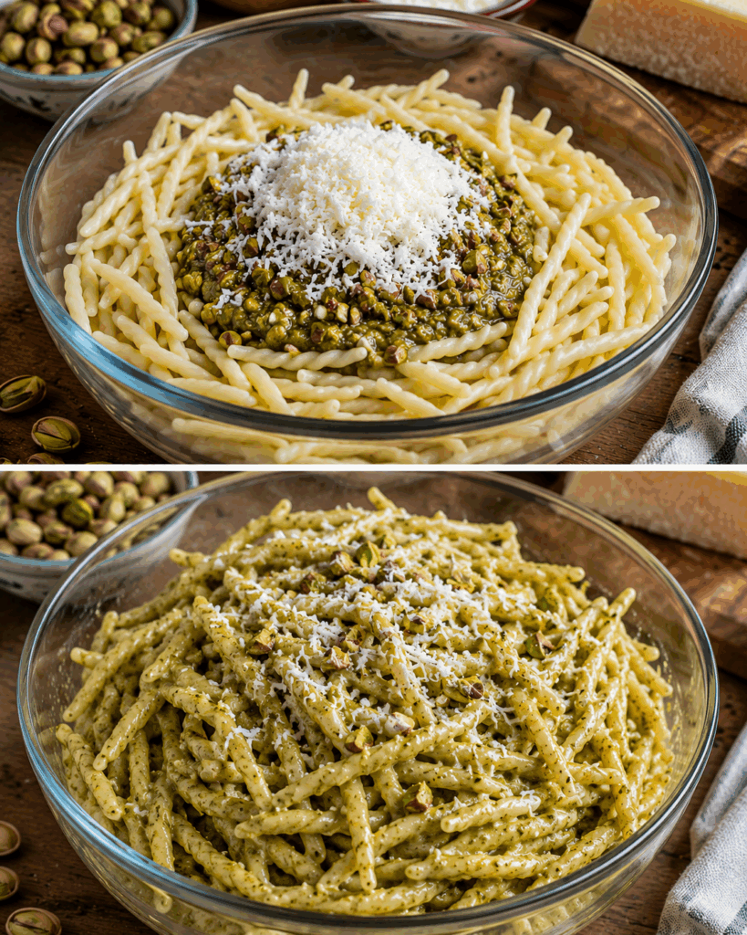 Trofie con Pesto di Pistacchi e Ricotta Salata – Sicilia