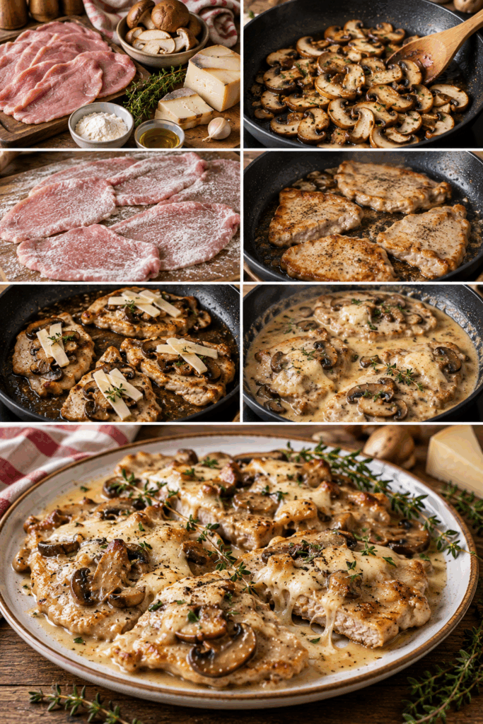 Scaloppine di Vitello con Porcini, Toma e Timo – Piemonte