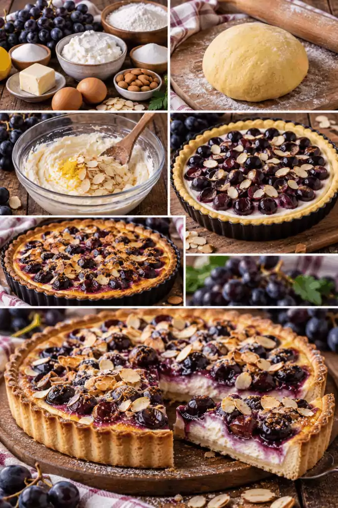 Crostata all’Uva Fragola con Crema di Ricotta e Mandorle – Lombardia