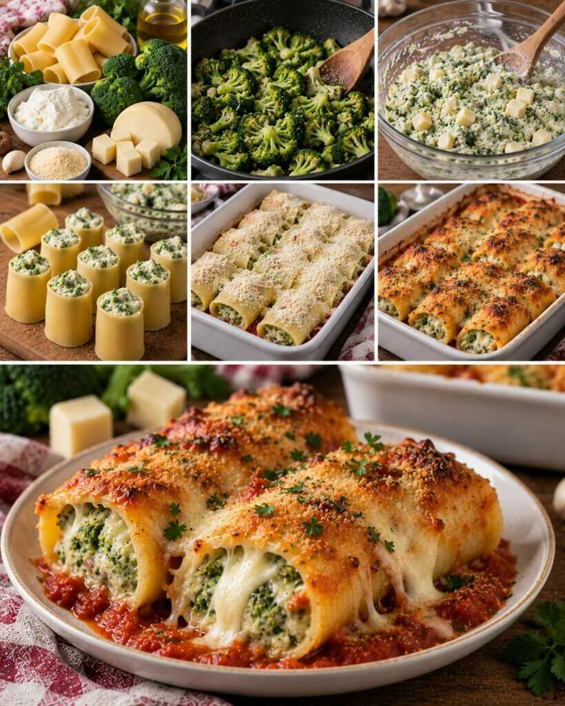 Paccheri Ripieni di Ricotta, Broccoli e Scamorza al Forno
