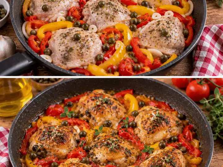 Pollo in Tegame con Peperoni, Capperi e Origano – Calabria
